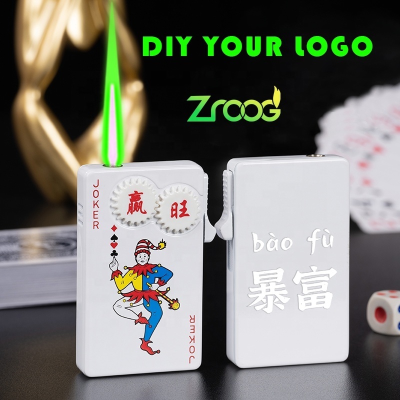 Windproof Refillable Lighter Playing Cards Cool Design Jet Torch Butane Lighter For Festival Birthday