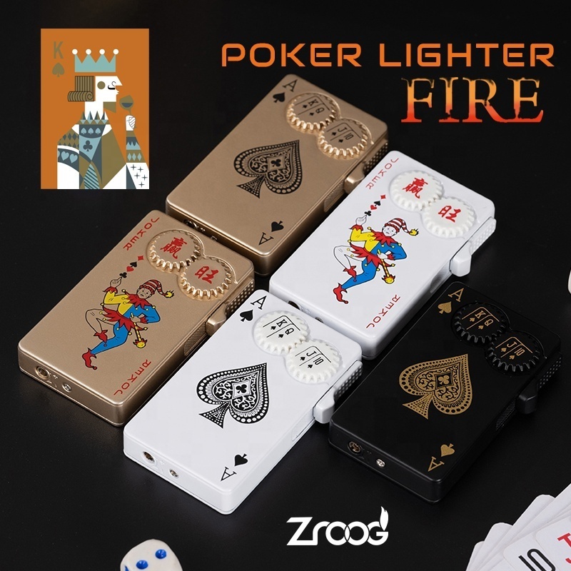 Windproof Refillable Lighter Playing Cards Cool Design Jet Torch Butane Lighter For Festival Birthday