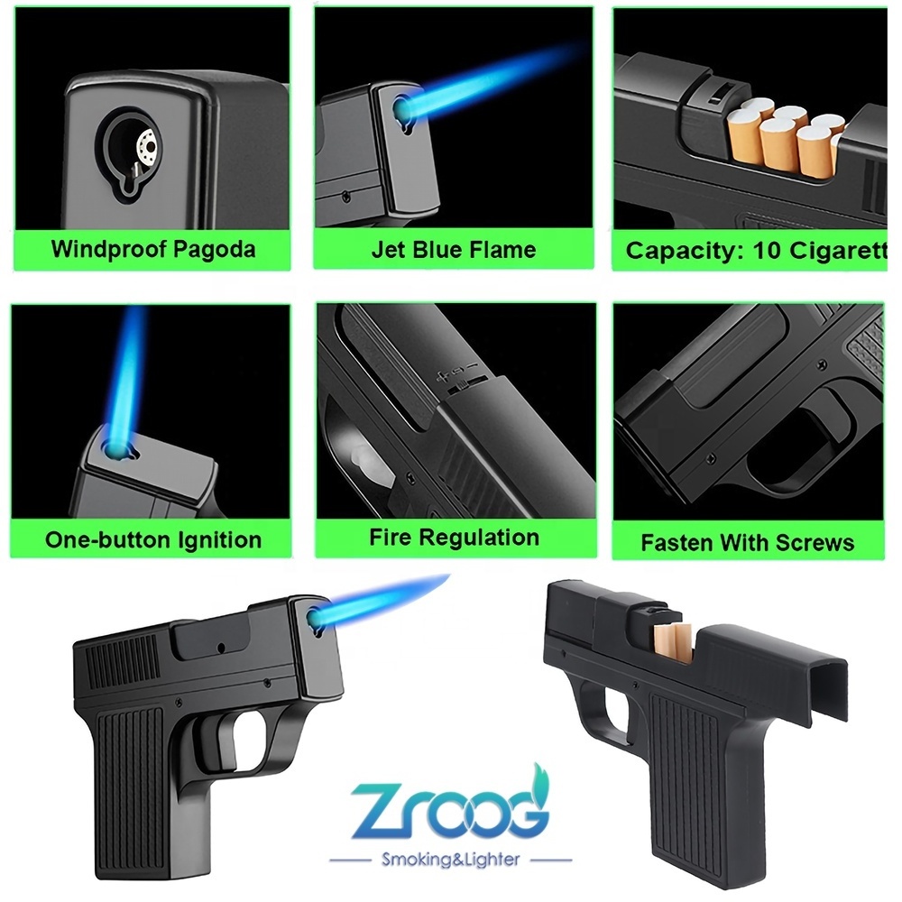 Zroog New Arrivals Revolver Small Pistol Creative Lighter Hanging Cigarette Gun Lighter Refillable Gas Lighter