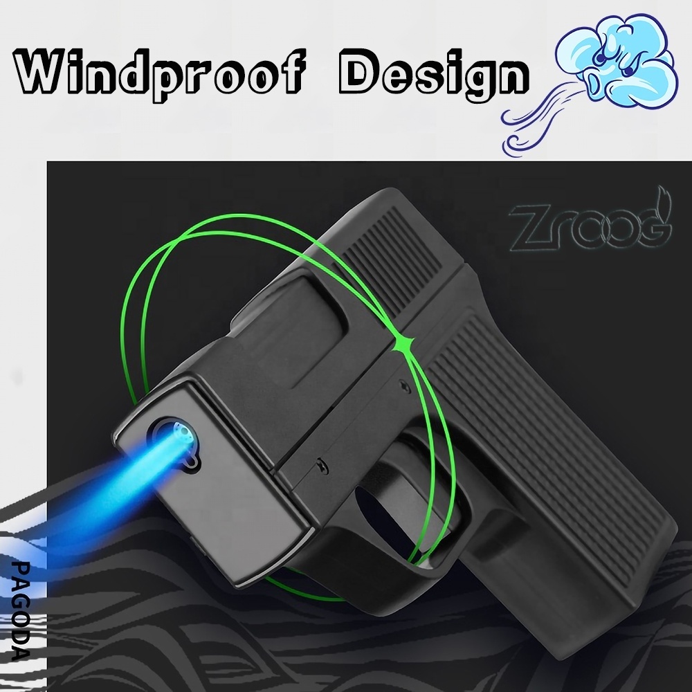 Zroog New Arrivals Revolver Small Pistol Creative Lighter Hanging Cigarette Gun Lighter Refillable Gas Lighter