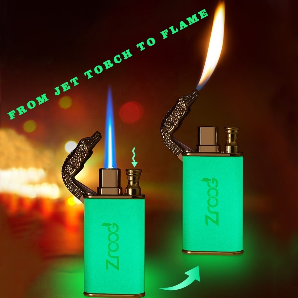 Lovisle Magic Double Flame Lighter Crocodile Torch Lighter Wind-Proof Dolphin Unusual Lighter Business Men Gifts