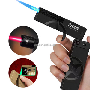 Gun Torch Lighter Gas Lighter Metal Body Flame Open Fire Windproof