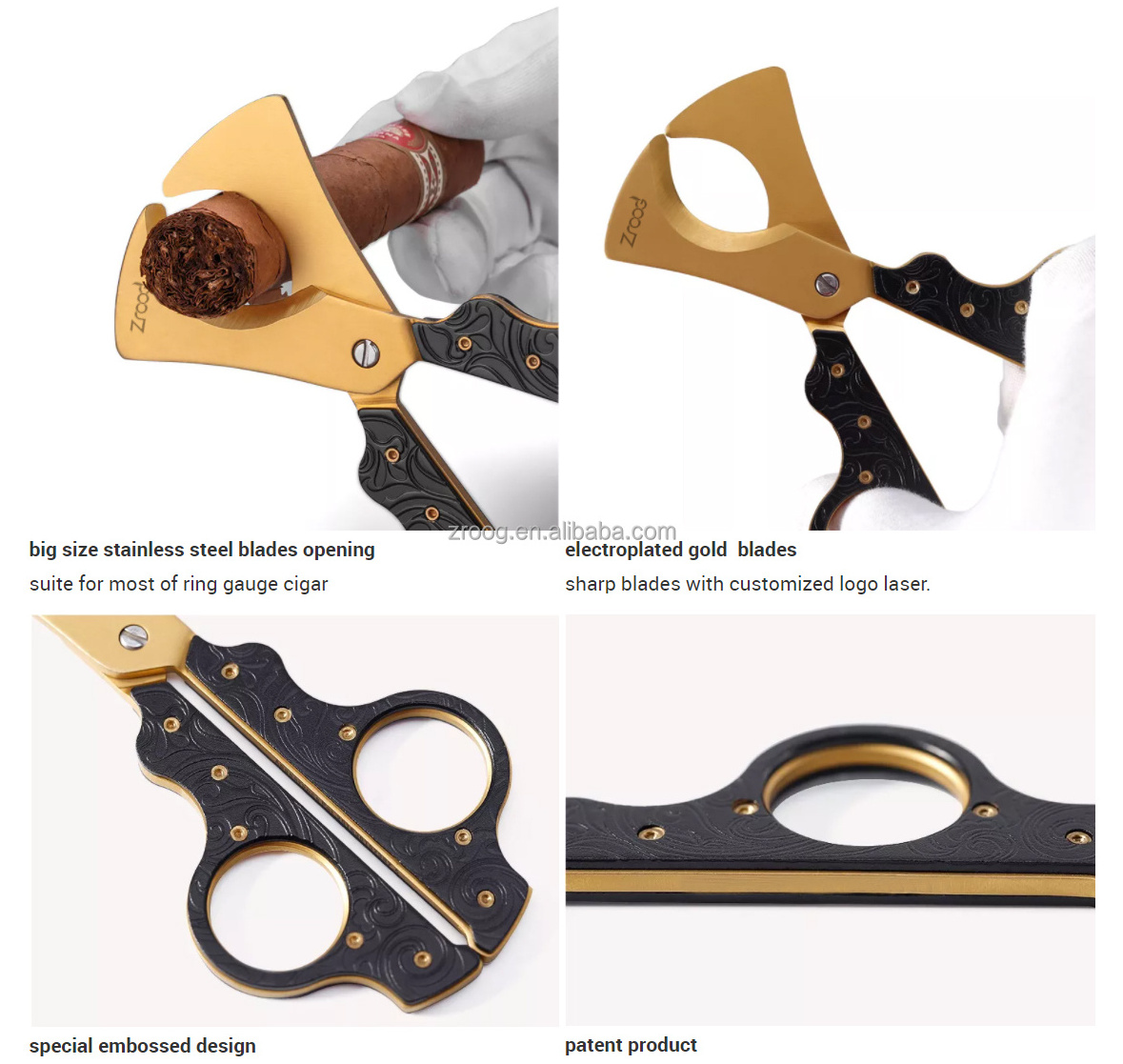 Lovisle Tech Personalized Smoking Cigar Accessories Stainless Steel Double Blade V Cut Cigar Scissors Cutter Gift Sets