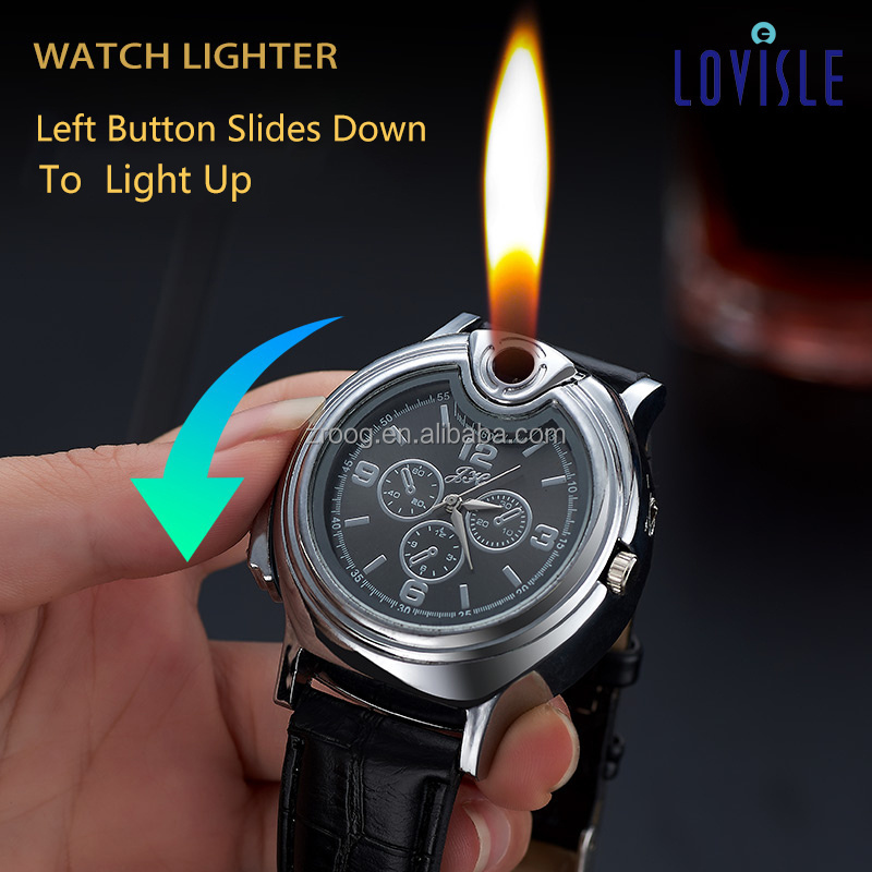 Lovisle Tech Father Day Gifts Creative Cool Novel Watch Refillable Butane Gas Cigarette Cigar Lighter