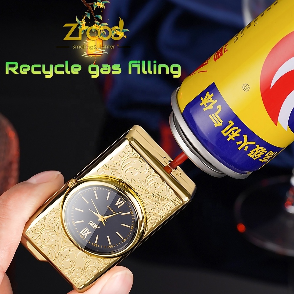 New Arrivals 2024 Electric Watch With Torch Flower Lighter Creative Dial Inflatable Clock Fine Gold 999.9