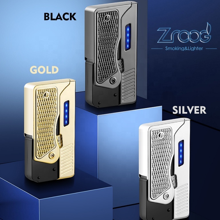 Zroog Triple Jet Flame Butane Cigar Lighter with Punch and Safety Lock Refillable and Windproof Pocket Lighter Cool Great Gift