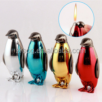 Zroog Widely Used Superior Quality Laser Usb Arc Candle Lighters Bulk Penguin Gas Lighter For Smoking