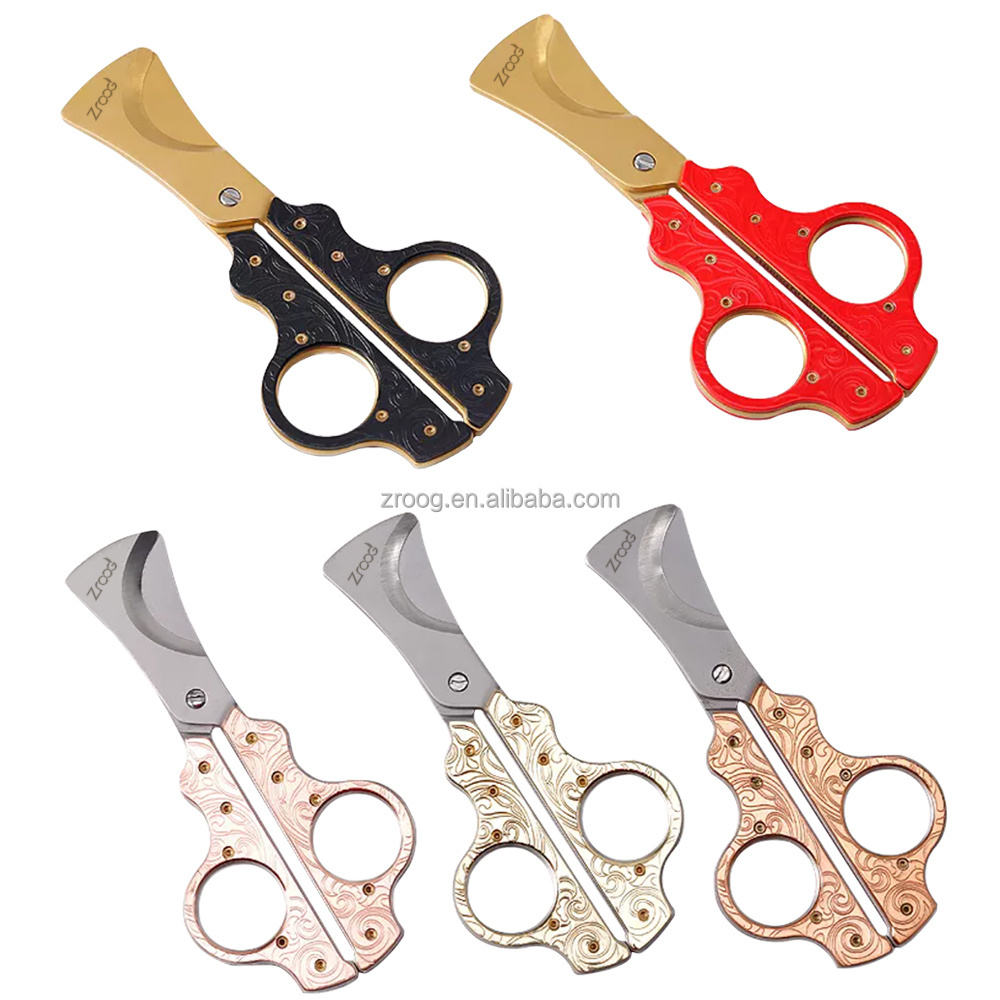 Lovisle Tech Personalized Smoking Cigar Accessories Stainless Steel Double Blade V Cut Cigar Scissors Cutter Gift Sets