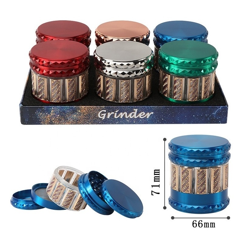 Zroog Herb Grinder 2.5 Inch 4-Piece Large Metal Tobacco Crusher 63mm Drum