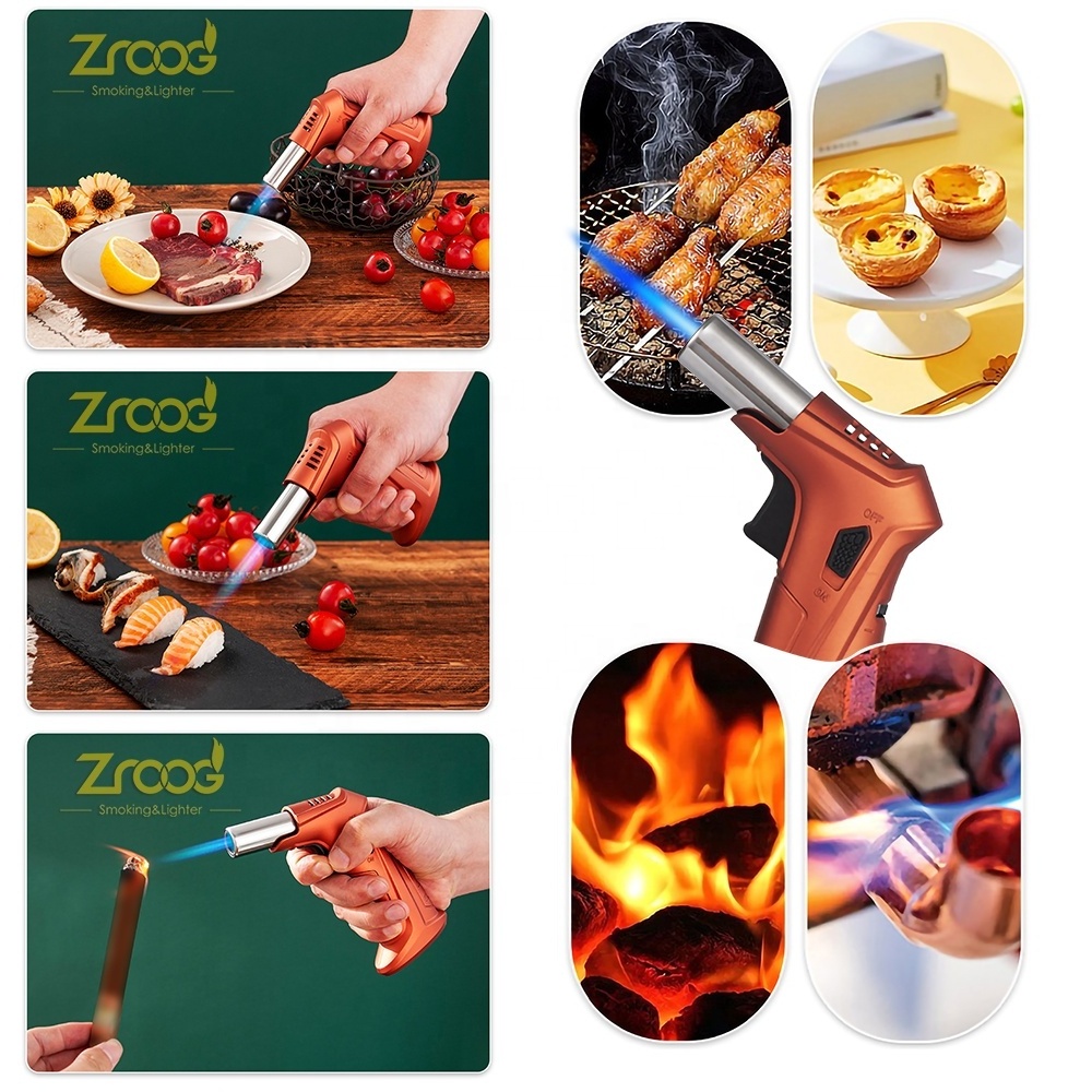 Torch Lighter Adjustable Jet Flame Refillable Butane Fuel Lighter Windproof Mini Butane Torch Lighter Grill BBQ Gas Fireplace