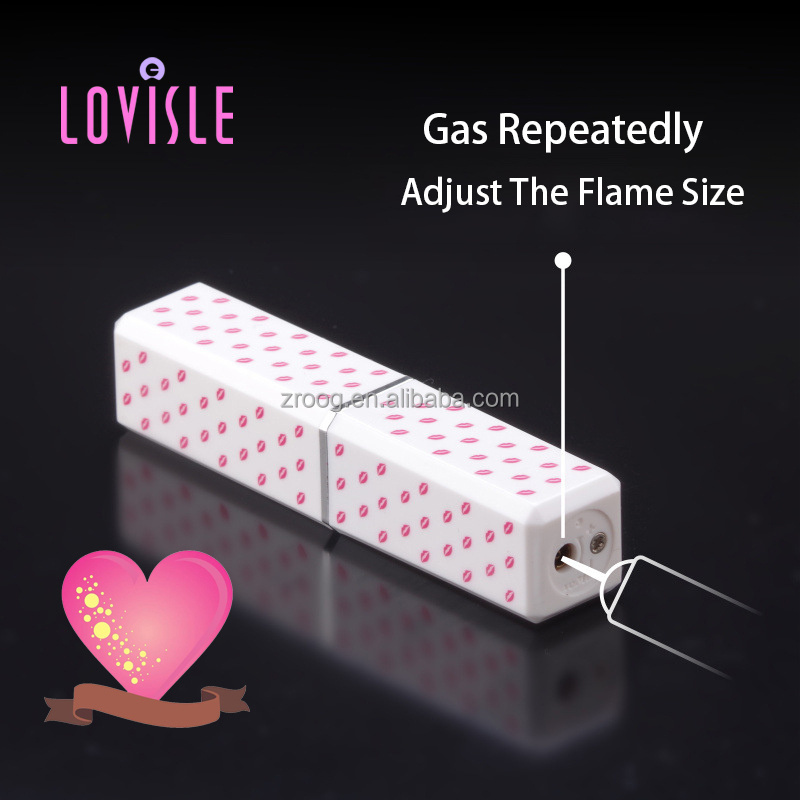 Lovisle Unique Gifts Compact Lipstick Lighter Open Flame Oil Adjustable Lighter With Cyclic Inflation