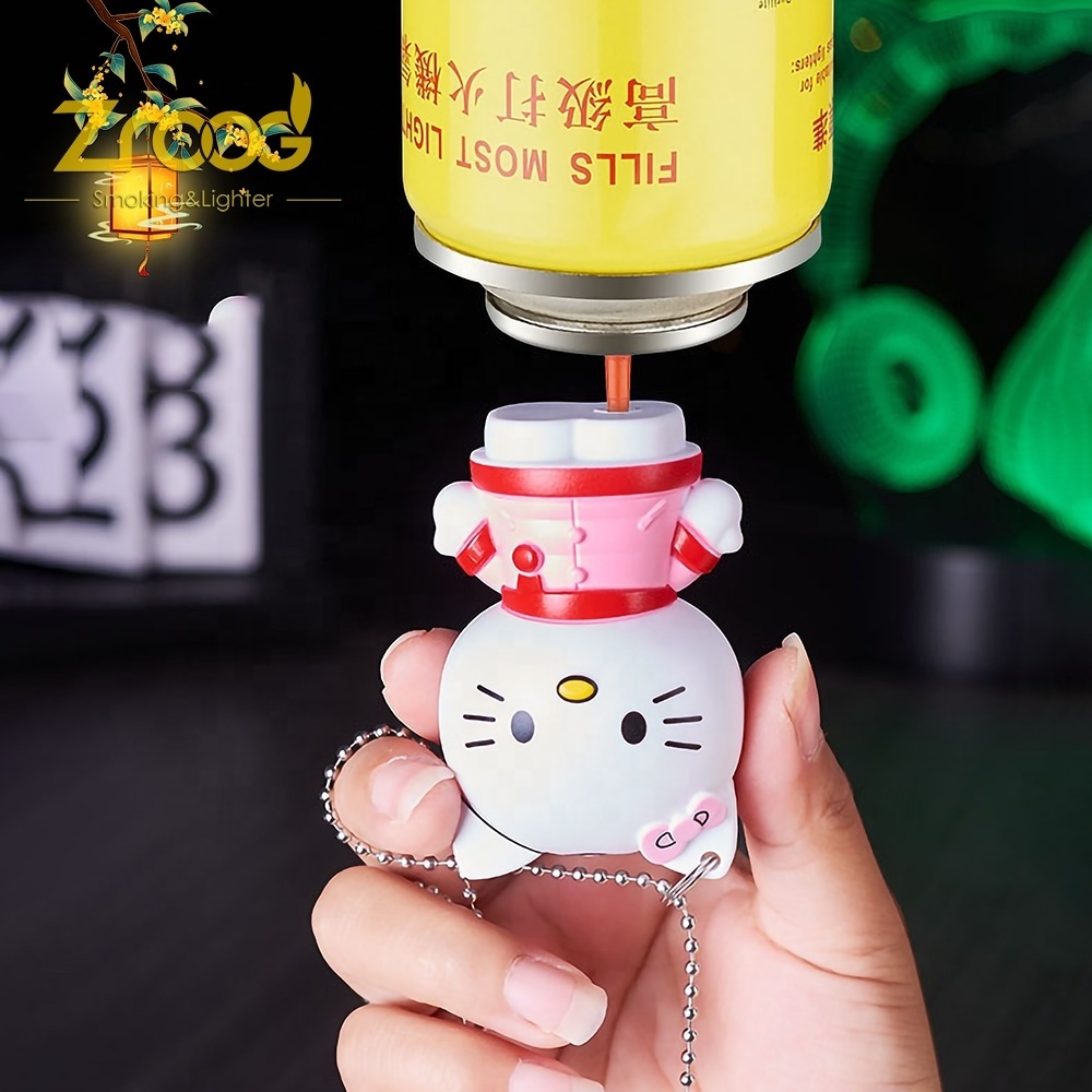 Cute Design Key Ring Refillable Gas Lighter My Melody Lighter Pink Flame Kawaii Cool Lighters Rabbit Bunny Japanese