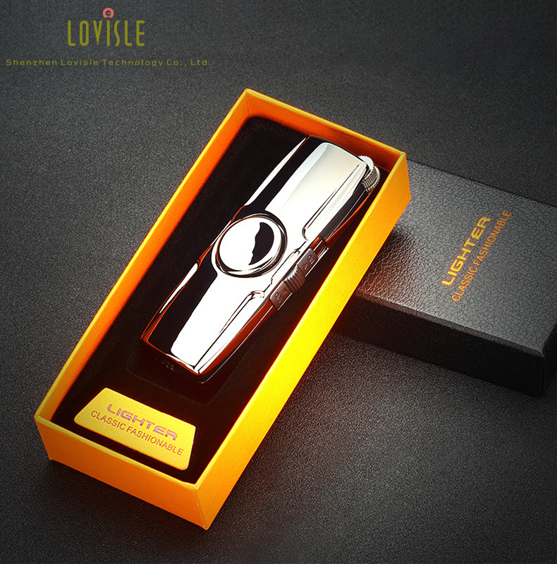 Lovisle Tech Popular Play Spinner USB Lighter Mini Lighter Hand Windproof Rechargeable Lighter