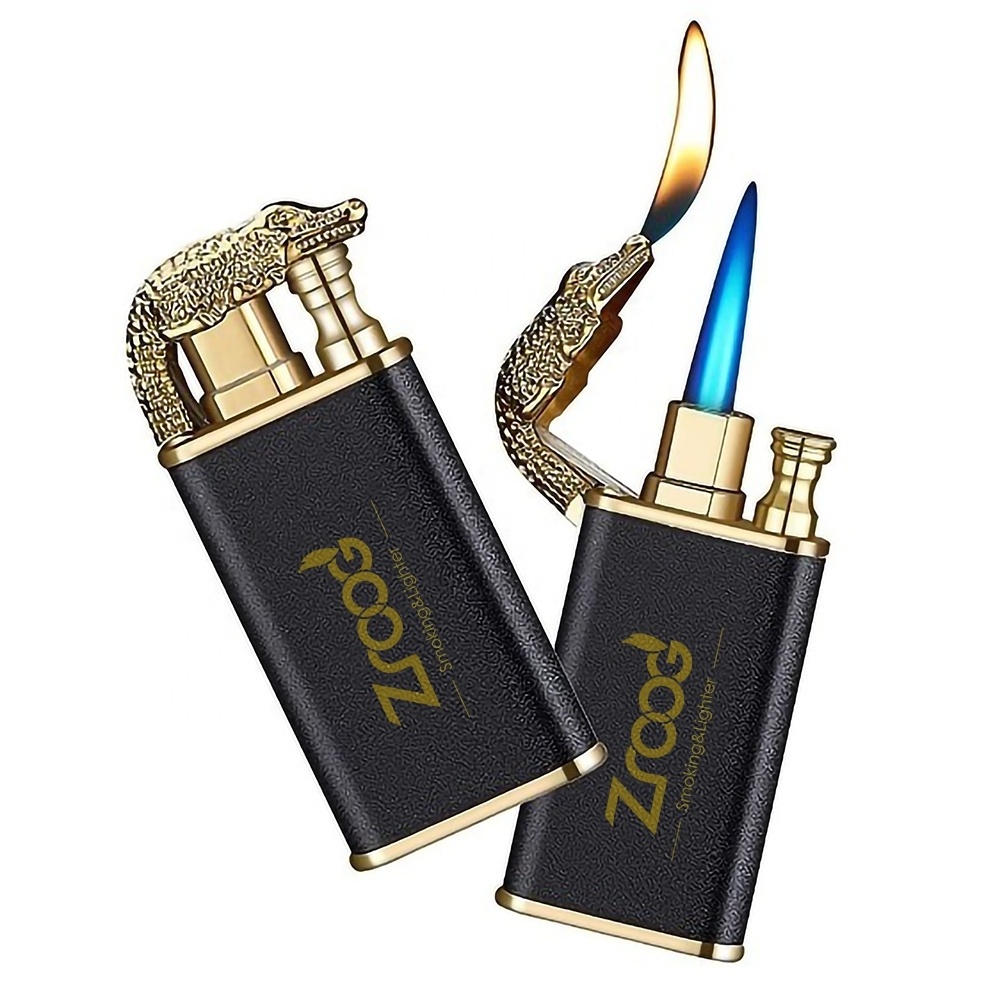 Lovisle Tech 2024 Hot Sale Crocodile Novelty Jet Cigarette Lighter Switchable Flames