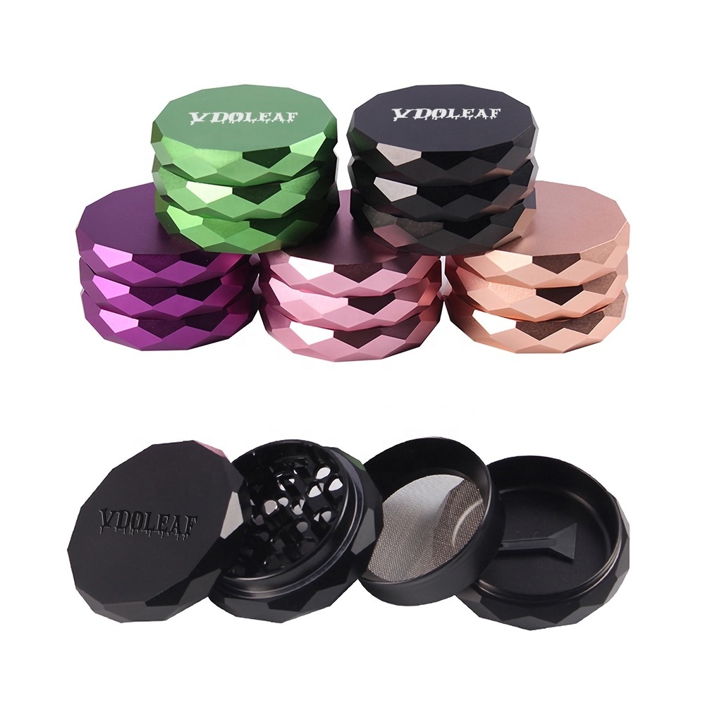 Newest Herb Grinder 4 Piece Large 2.5 Inch Superior Grip Spice Herb Crusher Custom Logo