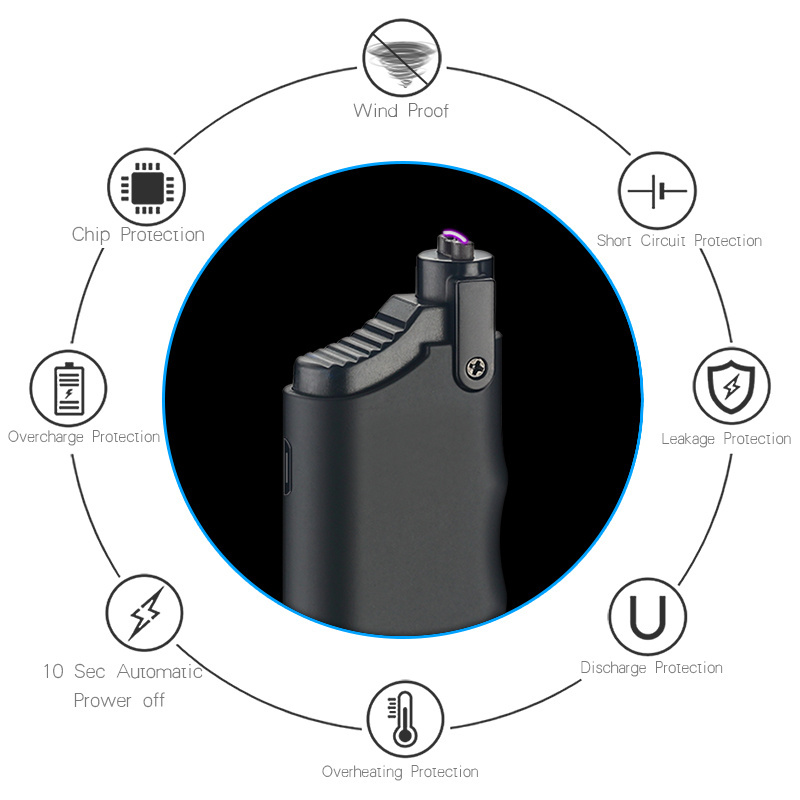 Lovisle Tech Windproof USB Rechargeable Electronic Plasma Arc Candle Lighter with Safety Lock LED Battery Indicator