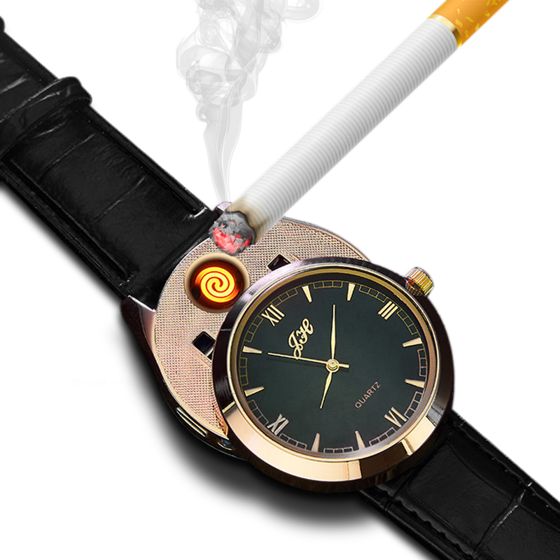 Custom Men Watch USB Cigarette Lighter Watch With Windproof Flameless Luxury Smoking Lighter