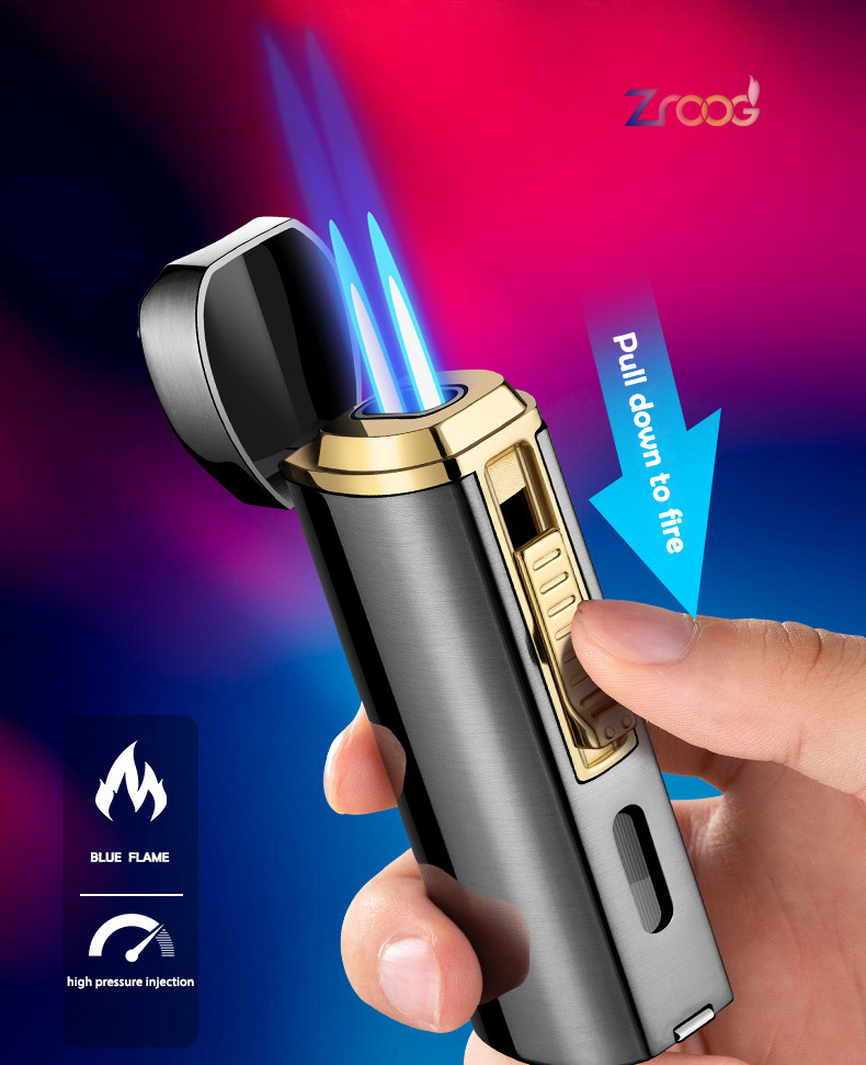 Lovisle Tech Multi-functions Torch Lighter Outdoor Camping Single Flame Metal Jet Lighter Torch With Cigar Cut