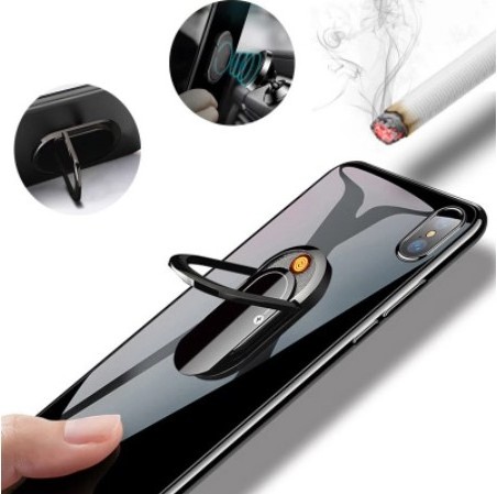 Lovisle Tech Best Selling 360 Rotation Phone Ring Stand Socket Windproof Flameless Rechargeable Lighter