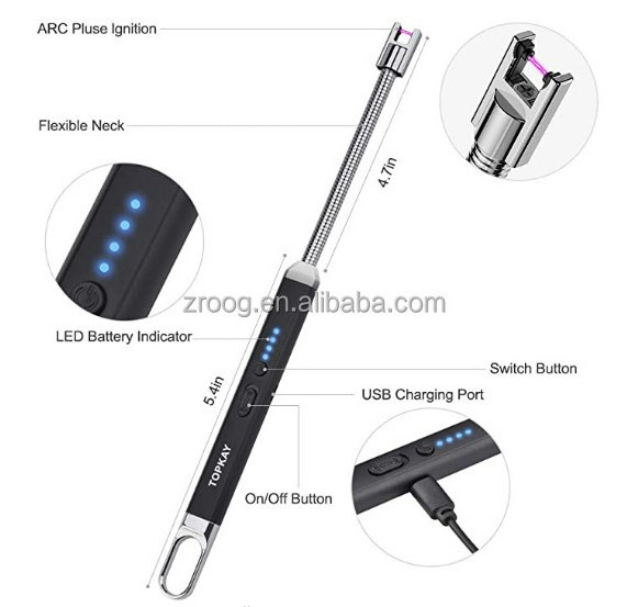 Lovisle Tech Electric Lighter Windproof USB Rechargeable Electronic Plasma Arc Lighter with Safety Lock