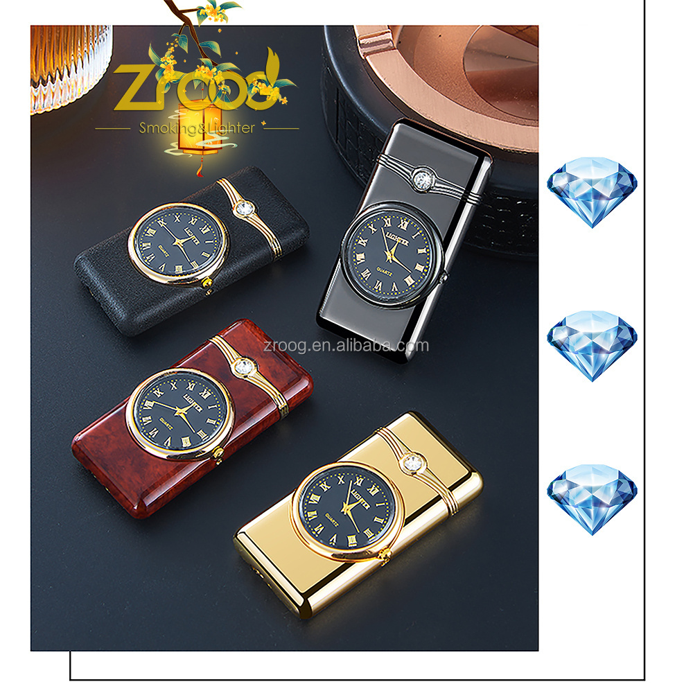 Vintage Table Lighter Alarm Clock Quartz Alarm Watch Inflatable Windproof Torch Lighter