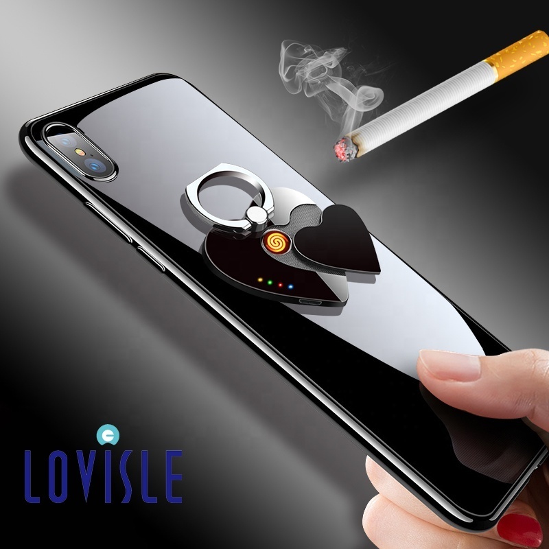 Lovisle Tech Minimalism Boutique Heart Shape Phone Lighter Rechargeable Lighter Windproof USB Lighter for Phone