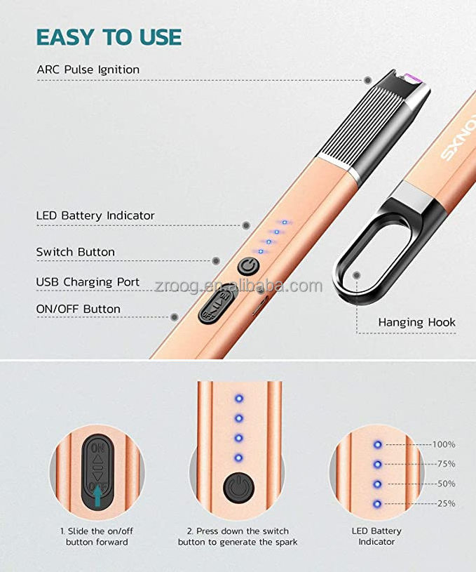 Lovisle Tech Upgraded USB Electric Lighter Rechargeable Arc Lighter with LED Display and Hook