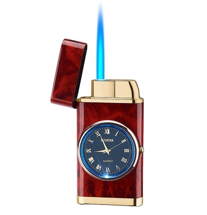 Lovisle Tech Windproof Cool Lighters Honorable Gifts for Birthday Refillable Butane Clock Lighter for Camping Birthday Gifts