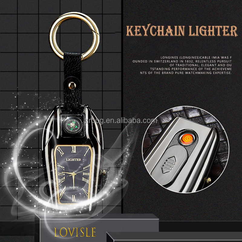 Clock Dial Keychain Lighter Cool Novelty Lighter For Camping Grill Fireplace Candle Survival Outdoors