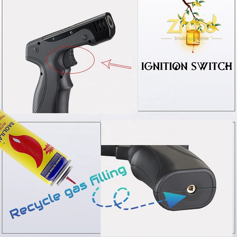 Butane Torch Lighter Gun Refillable Cooking Torch with Adjustable Flame Safety Lock Dabble Torch For Cooking Kitchen Grill