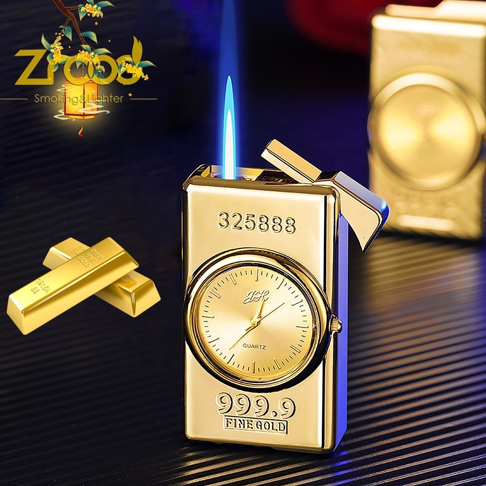 New Arrivals 2024 Electric Watch With Torch Flower Lighter Creative Dial Inflatable Clock Fine Gold 999.9