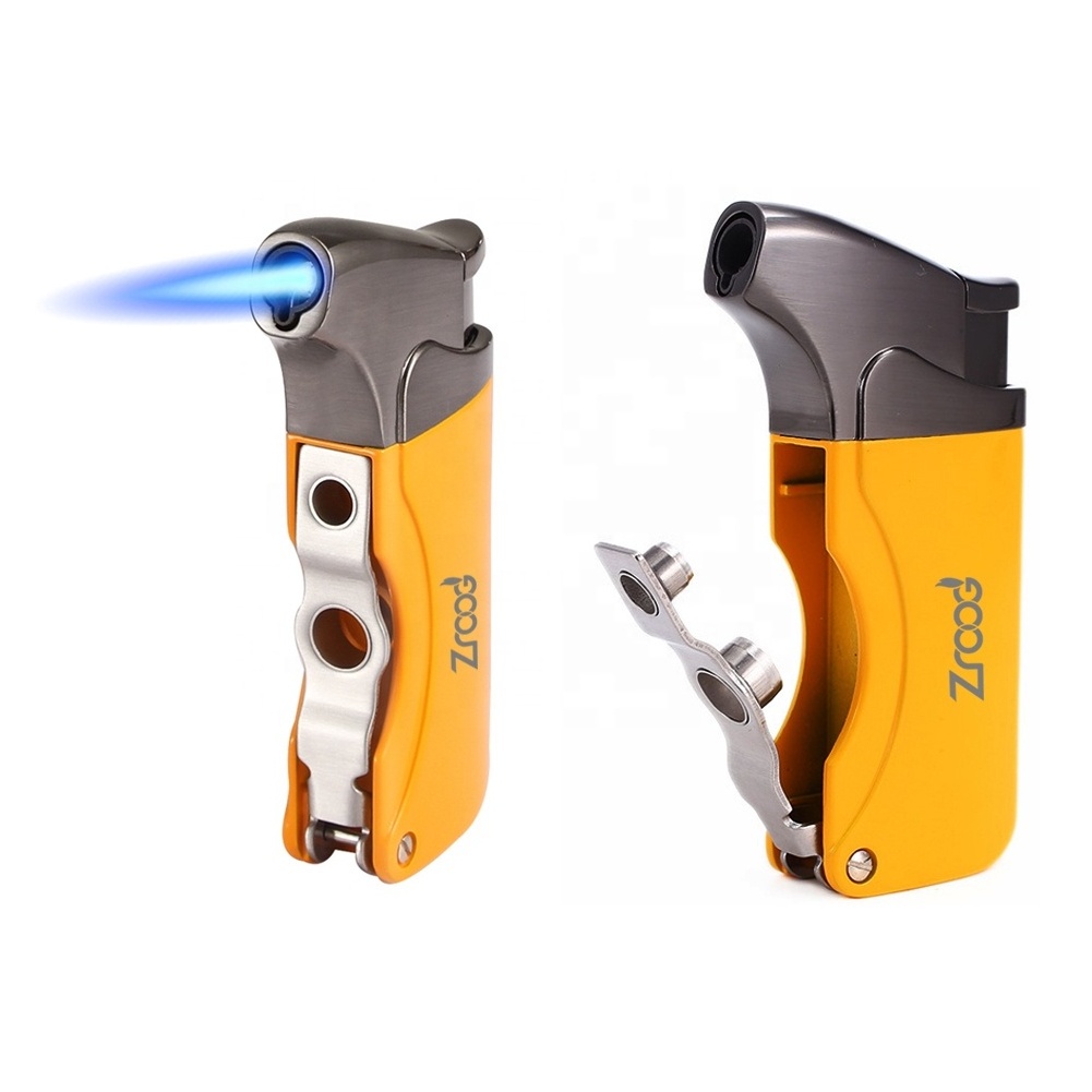 Lovisle Tech Gift Promotion Custom Torch Lighters Cigar With Double Blade Cutter Retro Carved Lighter Set