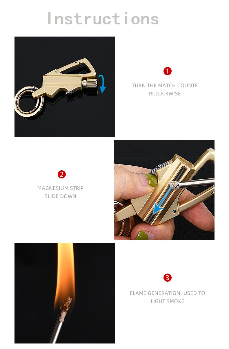 Lovisle Tech Wholesale New Outdoor Cigarette Refillable Kerosene Oil Lighters Custom Logo Metal Key Chain Fashion Reusable Match