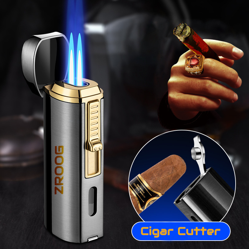 Lovisle Tech Multi-functions Torch Lighter Outdoor Camping Single Flame Metal Jet Lighter Torch With Cigar Cut