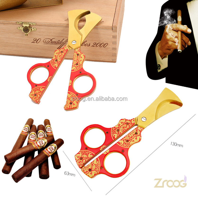 Lovisle Tech Personalized Smoking Cigar Accessories Stainless Steel Double Blade V Cut Cigar Scissors Cutter Gift Sets