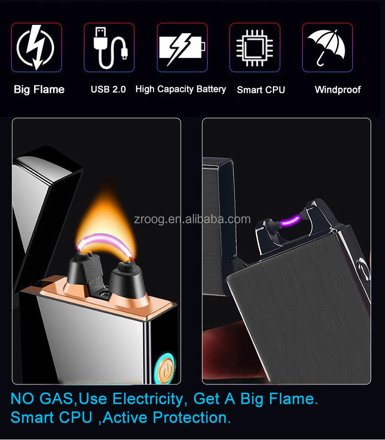 Lovisle Tech Hot Selling Electronic Usb Charging Cigarettes Cigars Lighter Double Arc Plasma Pulse Switch Infrared Lighters