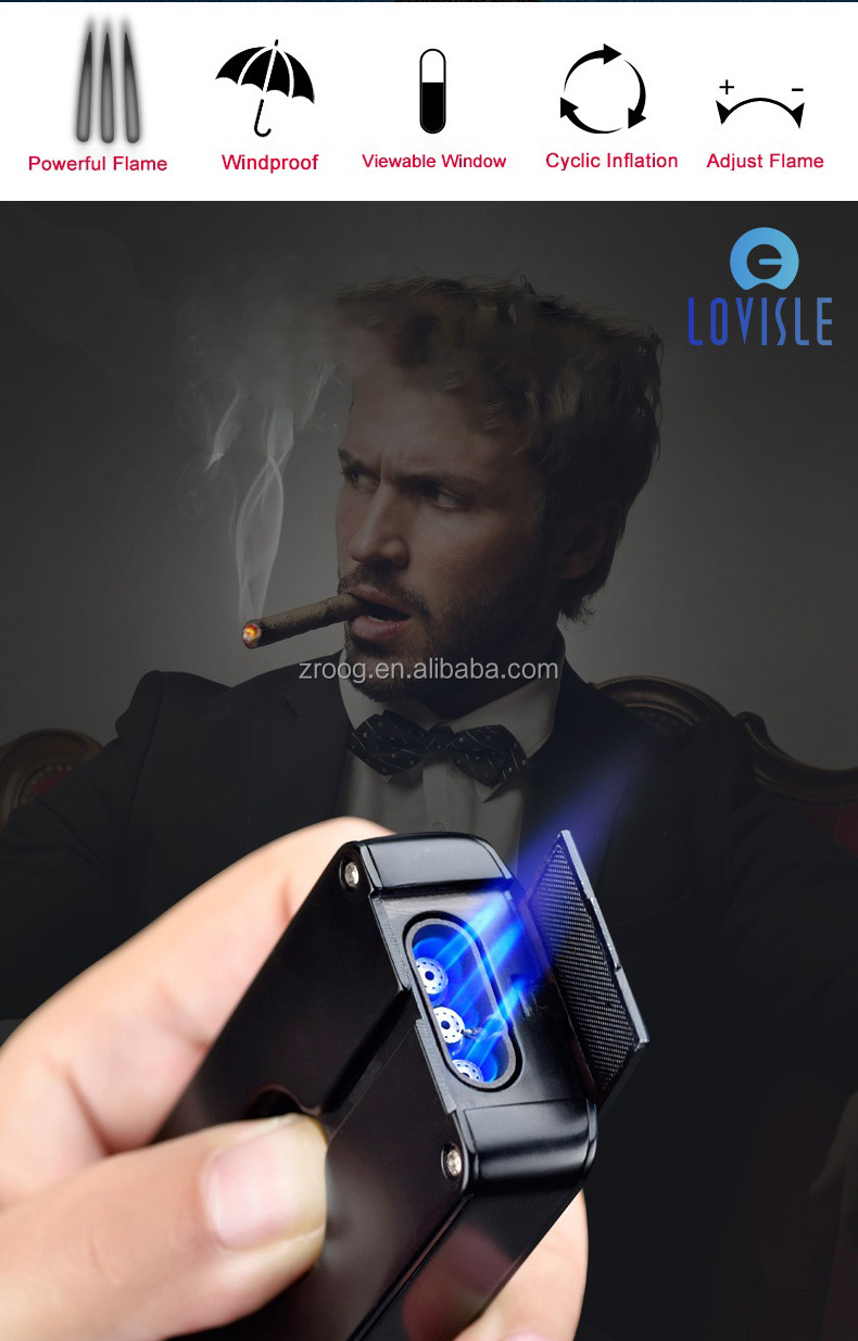 Lovisle Cigars Torch Lighter Triple Jet Flame Butane Lighter Cigar Lighter with Cigar Punch Cutter Windproof