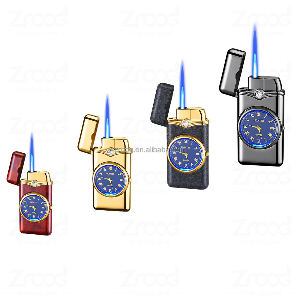 Vintage Table Lighter Alarm Clock Quartz Alarm Watch Inflatable Windproof Torch Lighter