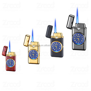 Vintage Table Lighter Alarm Clock Quartz Alarm Watch Inflatable Windproof Torch Lighter