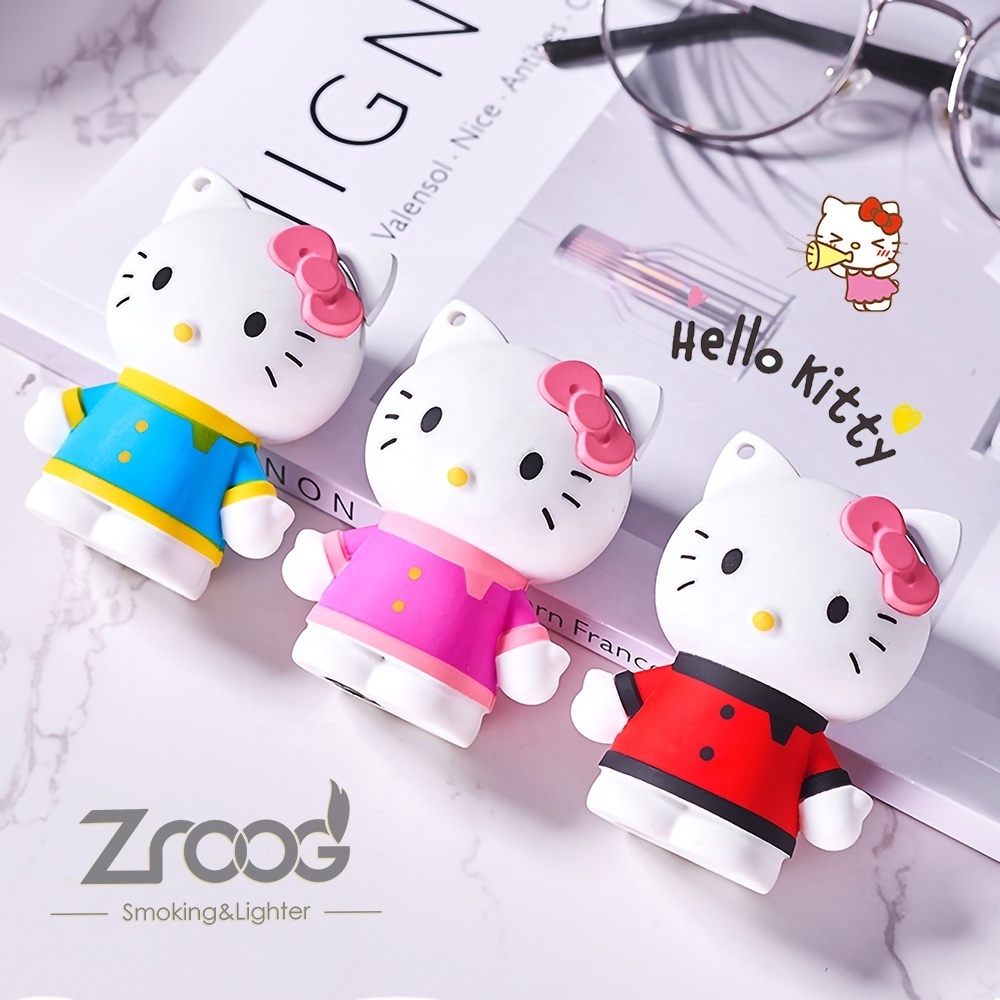 Cute Design Key Ring Refillable Gas Lighter My Melody Lighter Pink Flame Kawaii Cool Lighters Rabbit Bunny Japanese