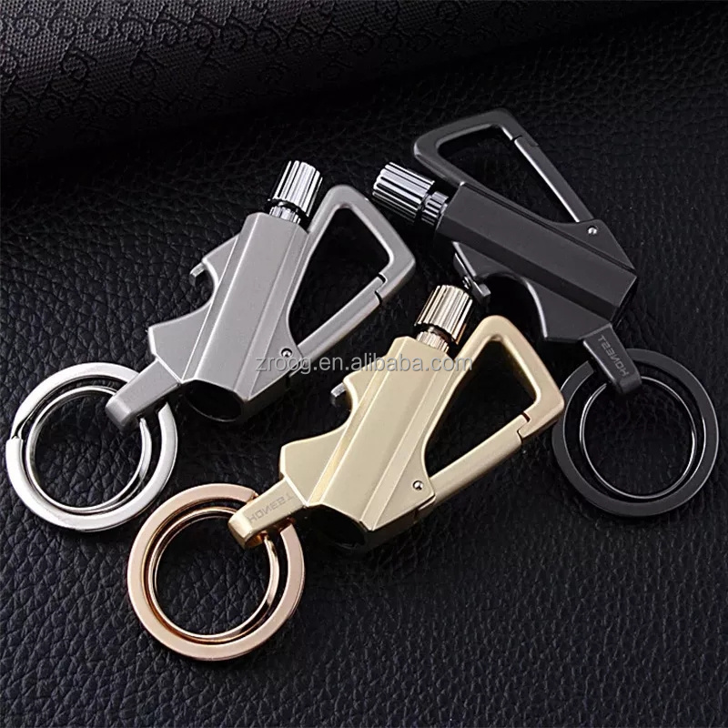 Lovisle Tech Multi Function Keychain with Flint Metal Match Starter and Bottle Opener Kerosene Rechargeable Lighter