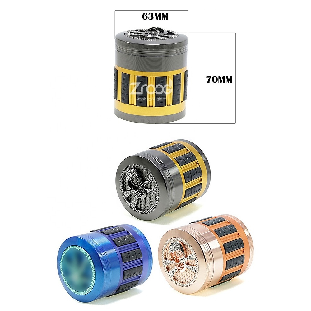 Zroog Herb Grinder 2.5 Inch 4-Piece Large Metal Tobacco Crusher 63mm Drum