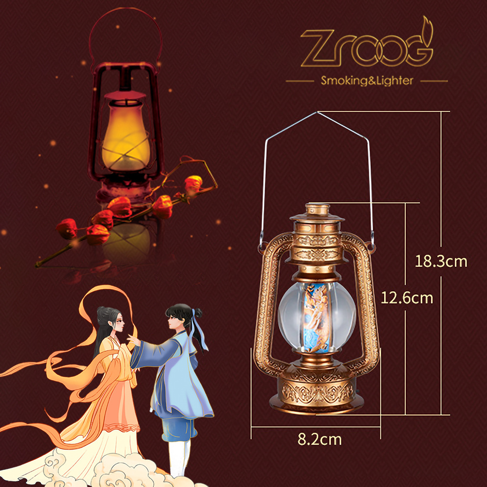 Creative Gifts Kerosene Oil Lantern Emergency Hanging Light Lamp With Built-in Matchsticks Lighter