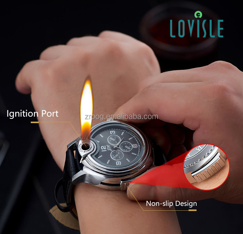 Lovisle Tech Father Day Gifts Creative Cool Novel Watch Refillable Butane Gas Cigarette Cigar Lighter