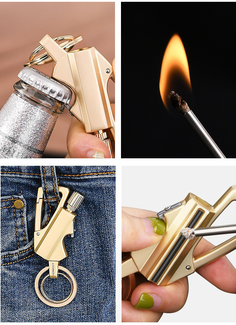 Lovisle Tech Handmade Copper Kerosene Lighter Transparent Visible Oil Tank Keychain Collection Antique Men's High-end Smoking