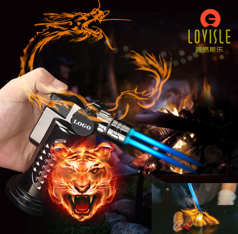 Lovisle Wholesale Metal Torch Cigarette Jet lighters Gas Refillable BBQ Custom Logo OEM Portable Pen Cigar Lighter