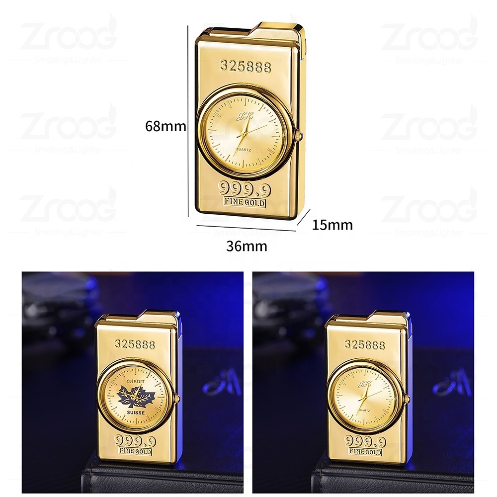 New Arrivals 2024 Electric Watch With Torch Flower Lighter Creative Dial Inflatable Clock Fine Gold 999.9