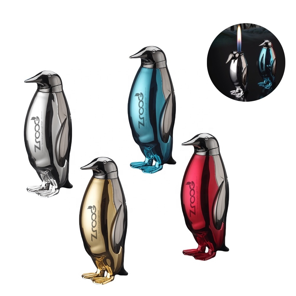 Zroog Widely Used Superior Quality Laser Usb Arc Candle Lighters Bulk Penguin Gas Lighter For Smoking