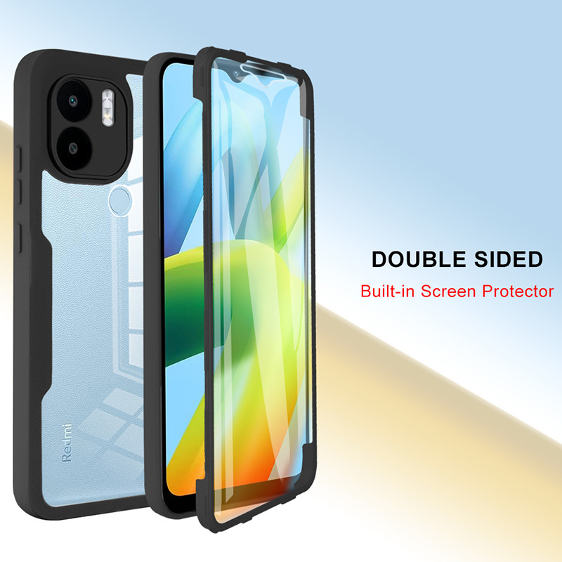 For Xiaomi Redmi A1 Plus Back Coque Soft Flexible TPU Shockproof 360 Full Cover 2 in 1 Screen Protector Phone Case Bulk Supplier