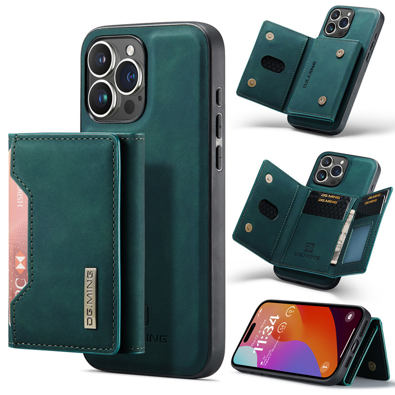 For iPhone 15 Pro Max Back Cover Original DG. MING M2 Magnetic Detachable Wallet Leather Card Holder Cell Phone Case Supplier